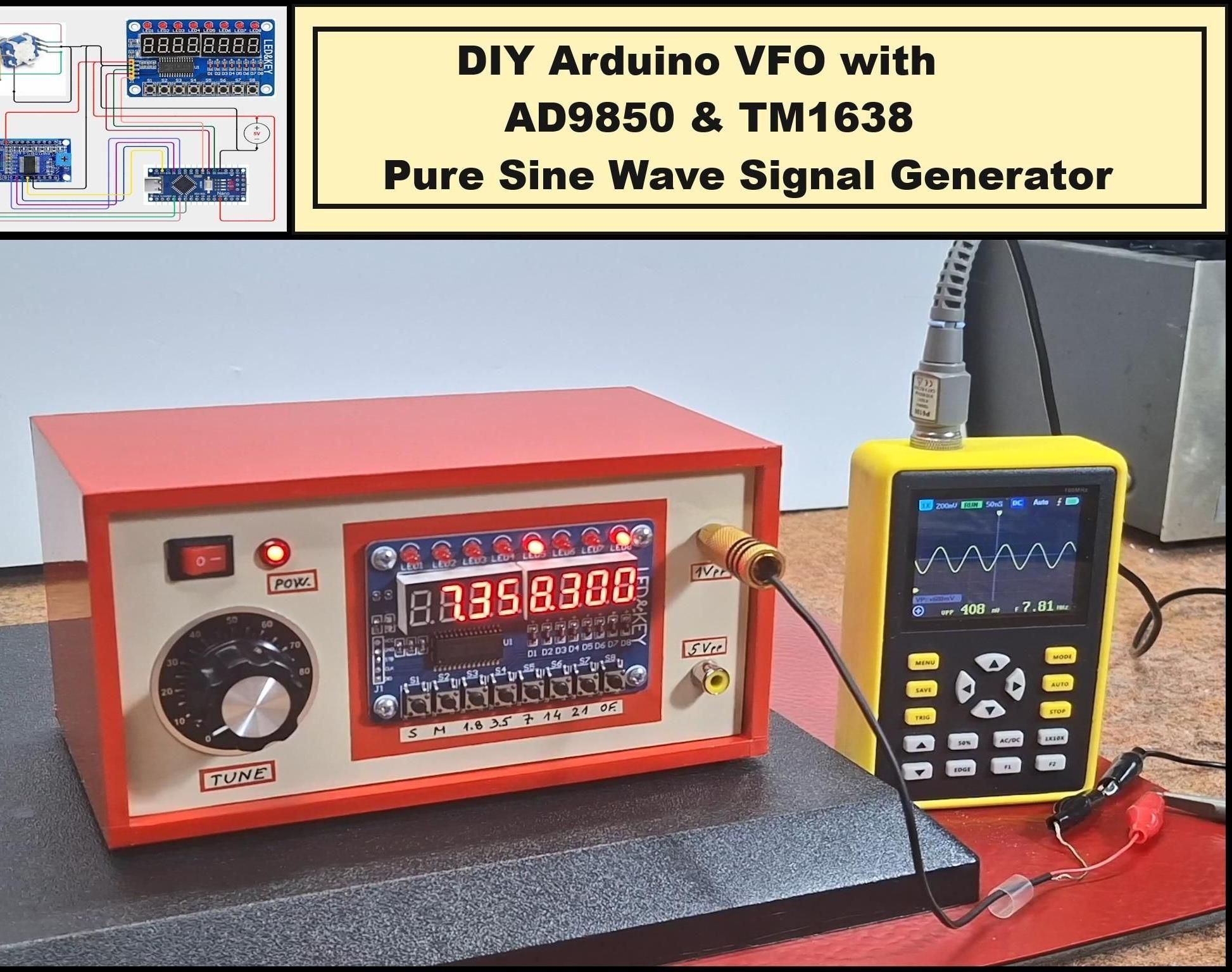 DIY Arduino VFO With AD9850 & TM1638 Pure Sine Wave Signal Generator for HF Radio