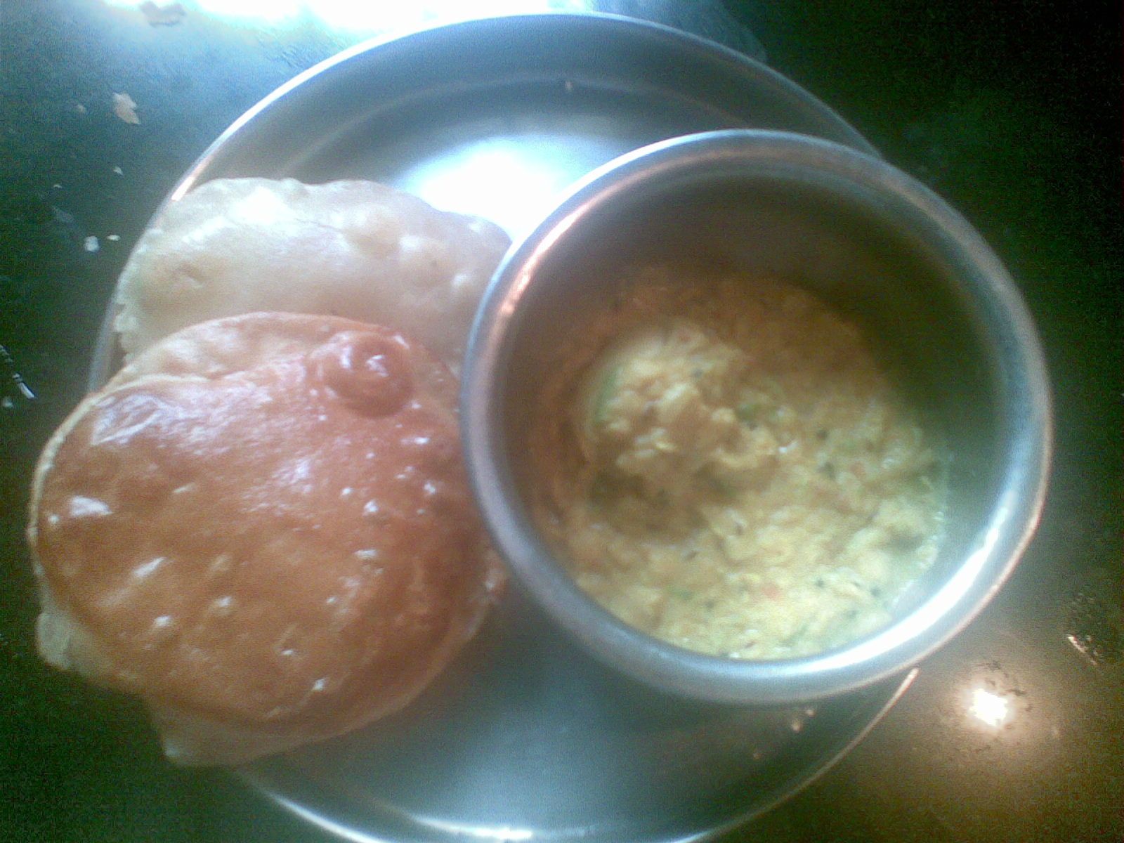 Dal Tadka and Poori (Fried Indian Bread)-South Indian Style With Custom Twist!