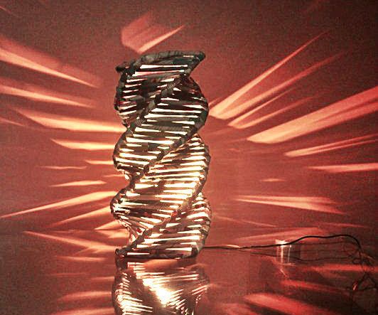 Recycled paper spiral lamp 