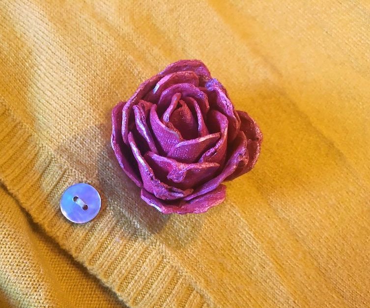 Upcycled Egg Carton Rose Brooch