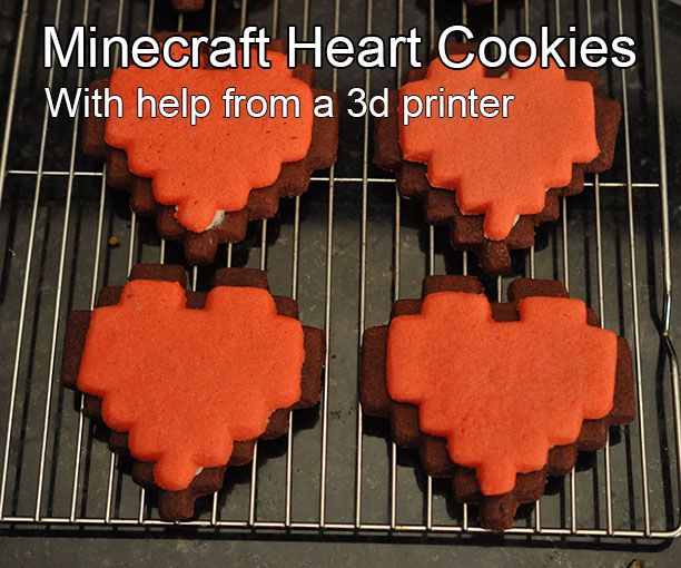 Make Minecraft Heart Cookies With Help From a 3d Printer