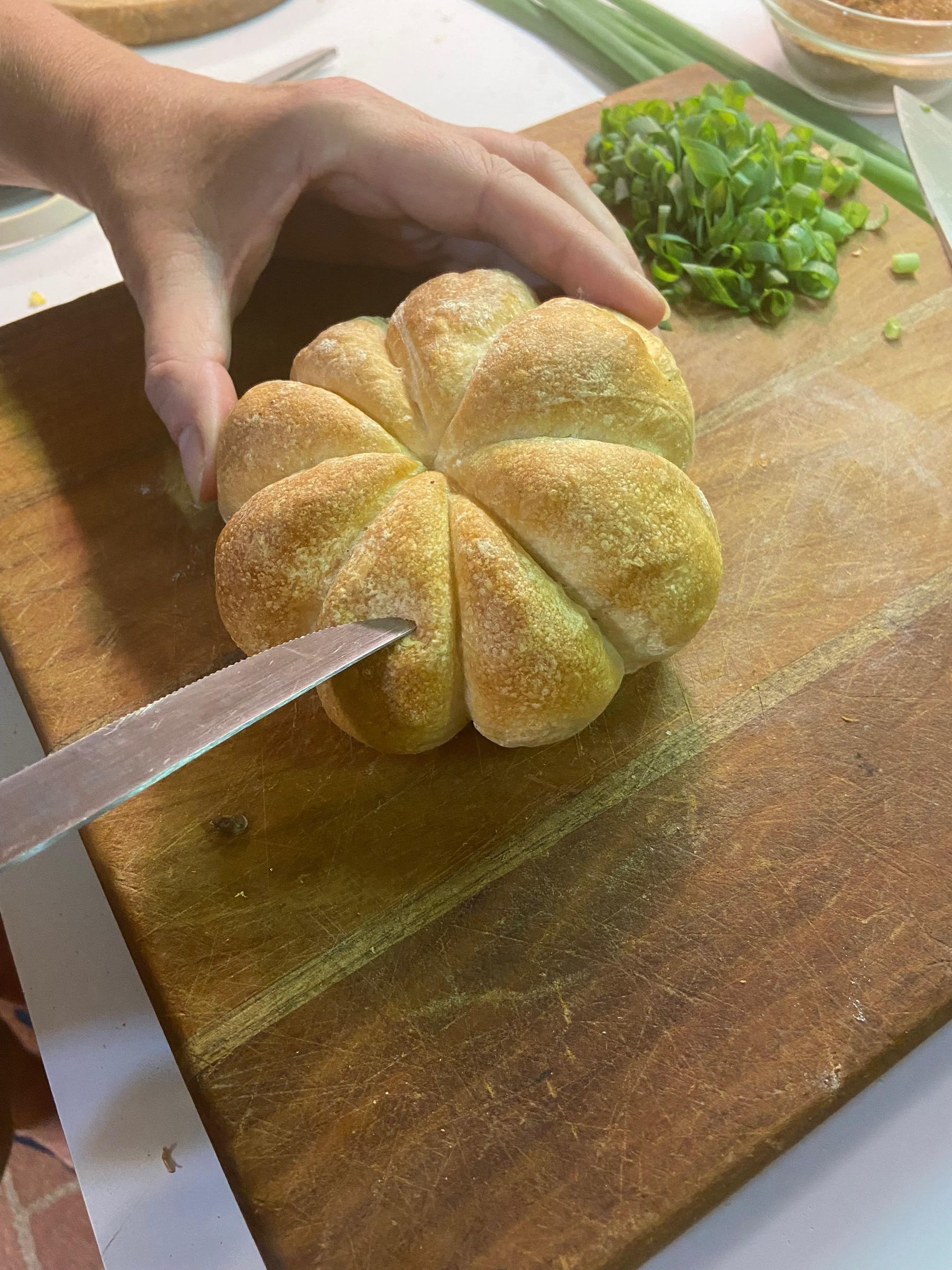 Fall Harvest Soup Served in Pumpkinshaped Bread Bowls 5 Steps