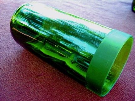 Faux Etched Glass Wine Bottle Vase/Votive Holder
