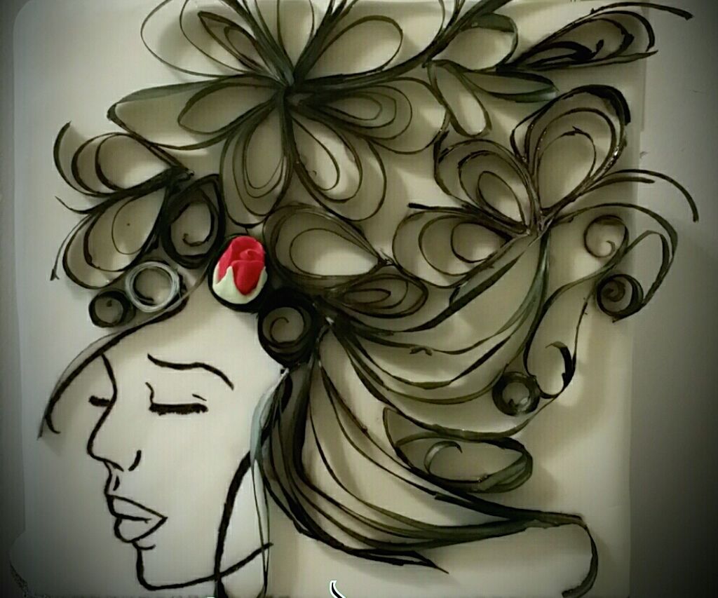  Quilled Wafer Paper Lady Cake