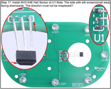 Install AH3144E Hall Sensor at U1