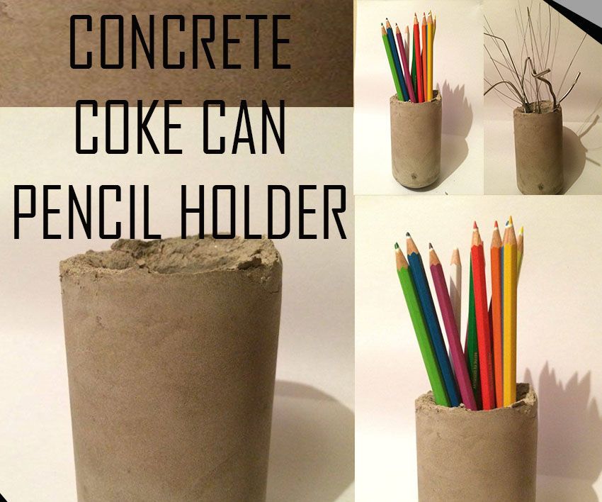 Can Cast Concrete Pencil Holder