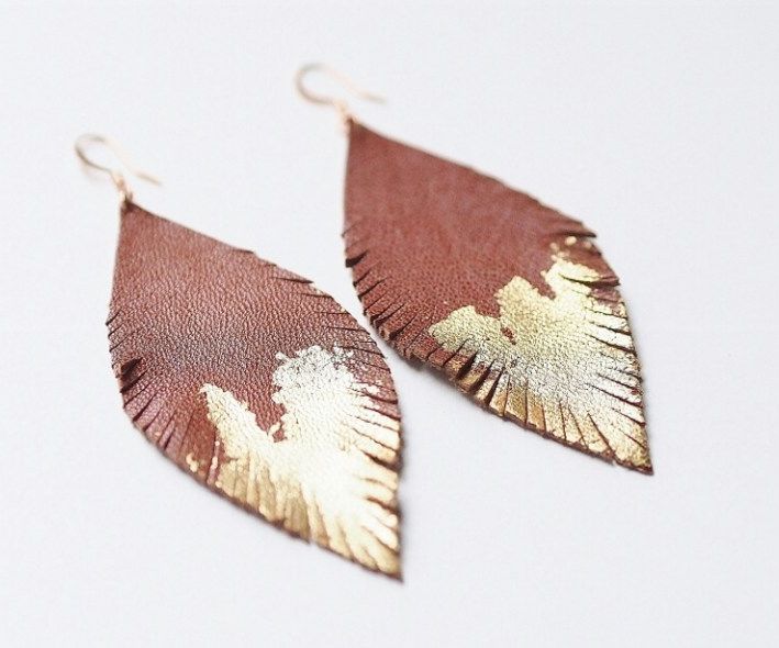 DIY Leather Feather Earrings