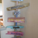 Sign tree for Twin 5 year olds Neverland Birthday Party out of Old Wood