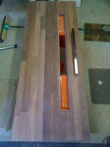 Home Made Hardwood Door and Ledgestone Entry