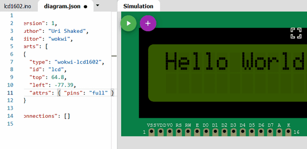 How to Change the LCD Character Display Pins From the Full Version to the I2C Version on Wokwi Arduino Simulator?