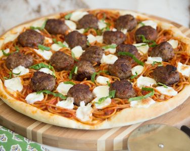 Spaghetti and Meatball Pizza