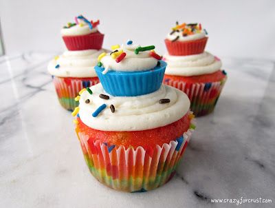 Cupcake Topped Rainbow Cupcakes