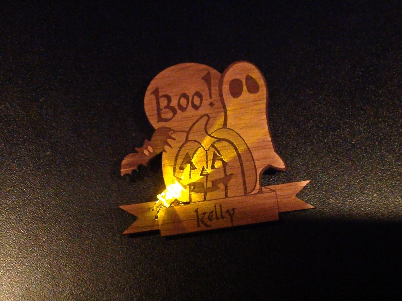 Made at Techshop - Flickering LED Laser-Cut Halloween Badge