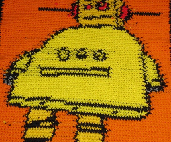 Robo Blanket: Crochet a Blanket Using a Cross Stitch Pattern.