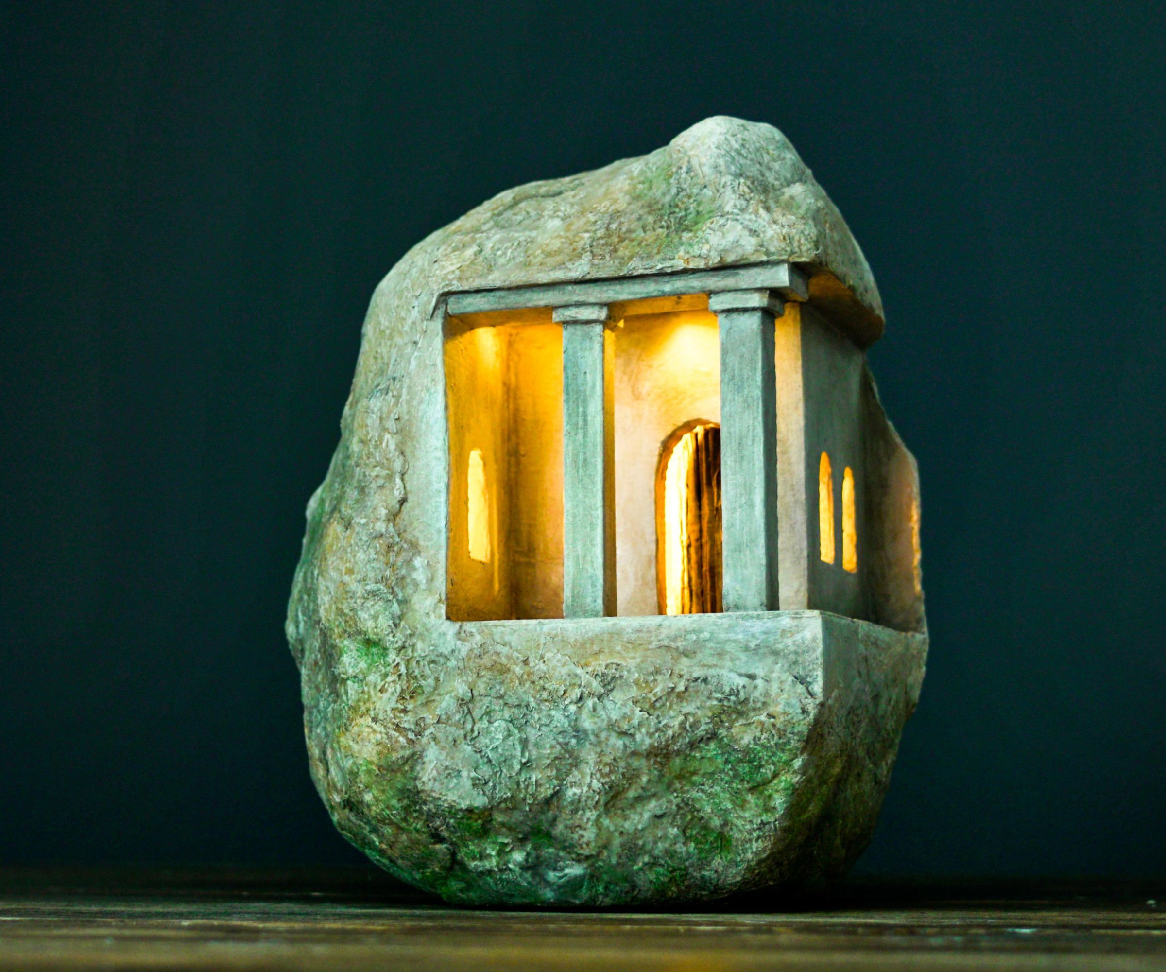 House in a Rock Using Cardboard