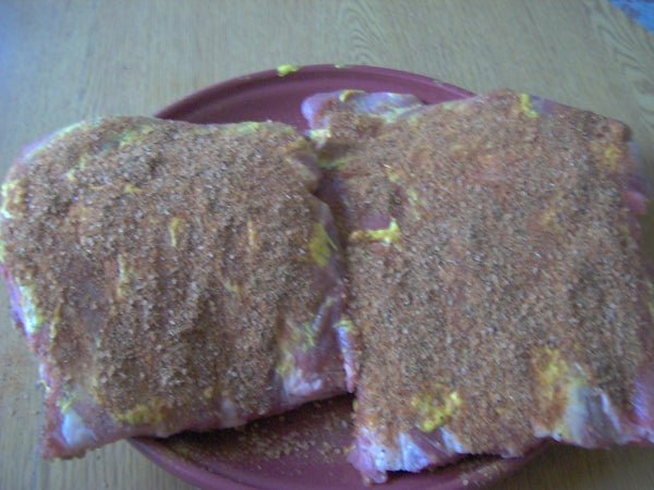 Putting Spicerub on the Ribs