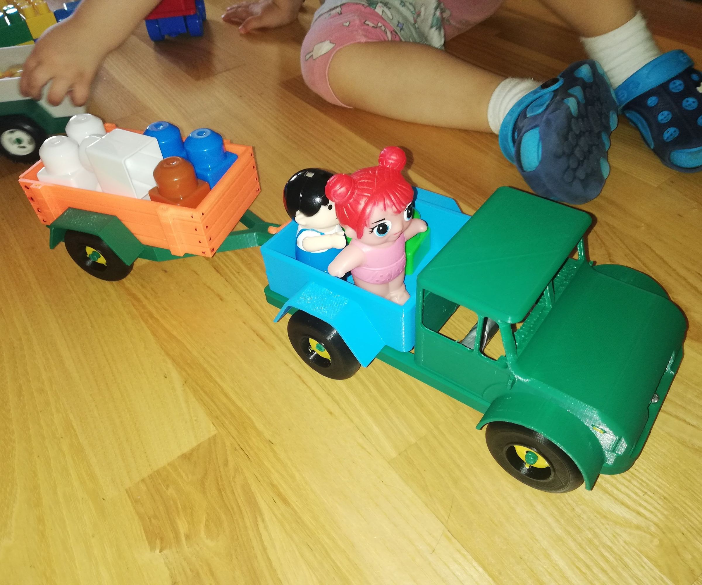 Pickup Truck Toy With a Trailer [3D Printed]