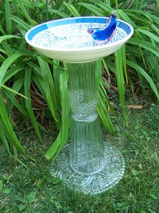 Glassware Bird Bath, Feeder, or Plant Stand