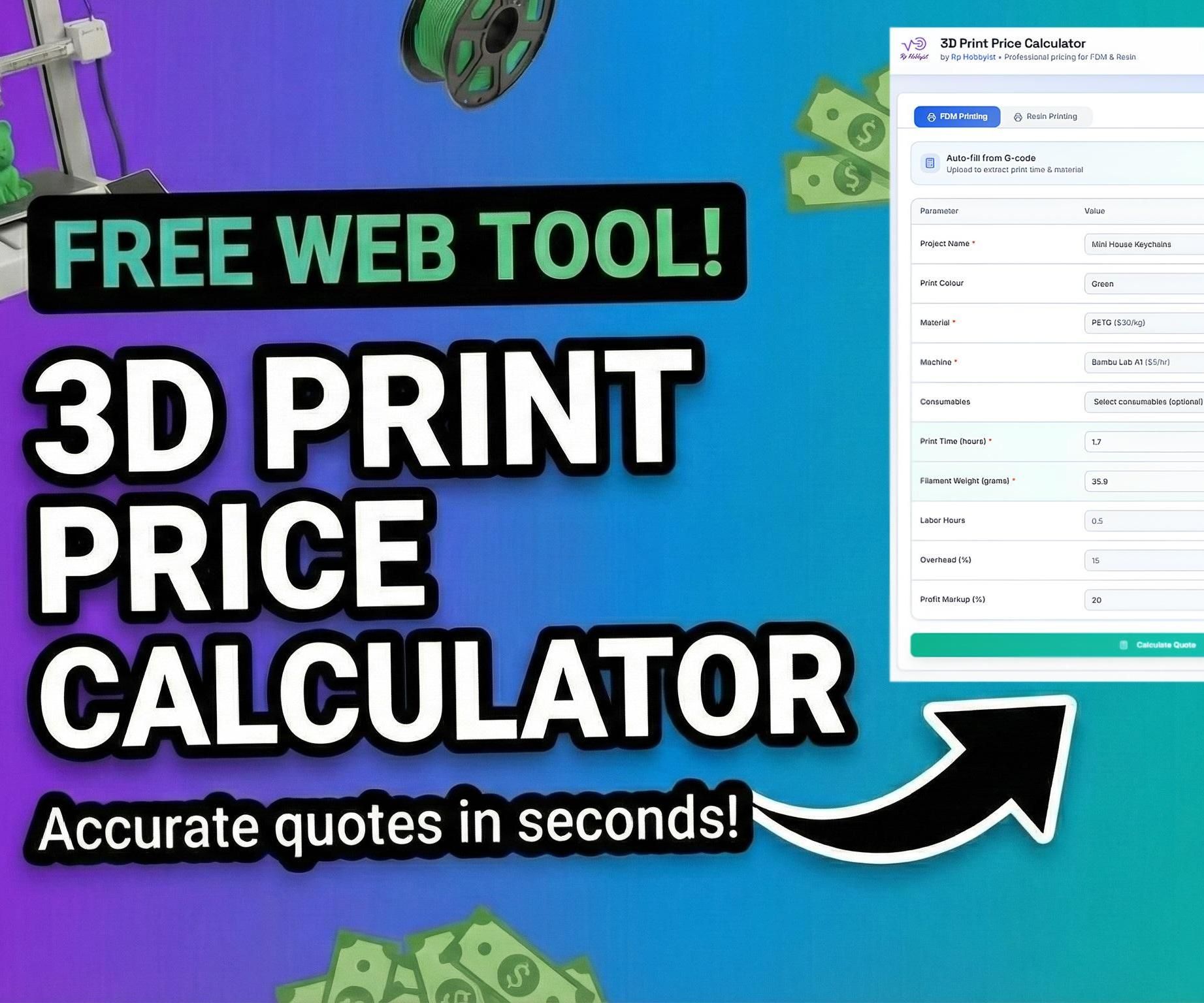 3D Print Price Calculator (Free Tool)