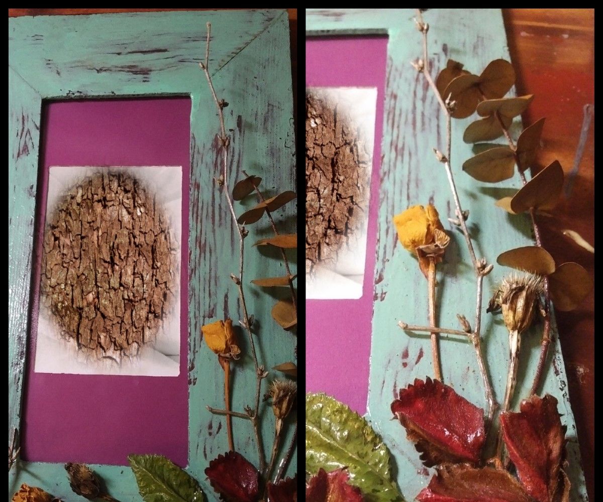 Antique Frame With Dried Flowers