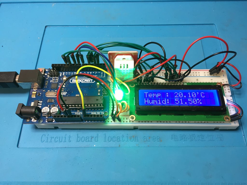 Temp & Humidity Sensor With LCD Disp & LED Indicator : 5 Steps (with ...