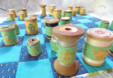 Wood Spool Chess Set