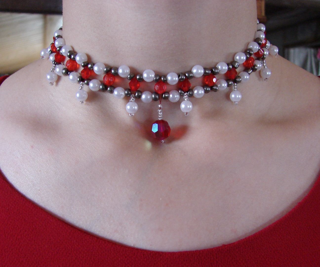 Beaded Ruby Choker