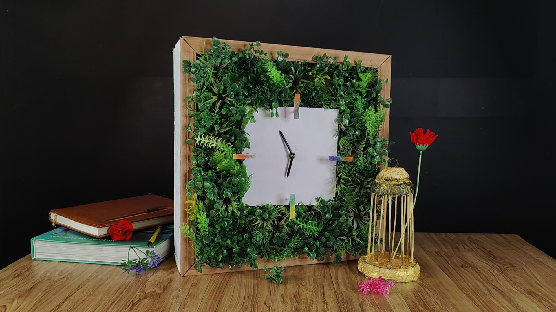 Handmade Large Wooden Wall or Table Clock, Botanical Wall Art, Unique