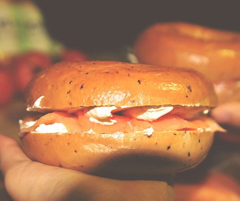 Cream Cheese Salmon Bagel Outside!