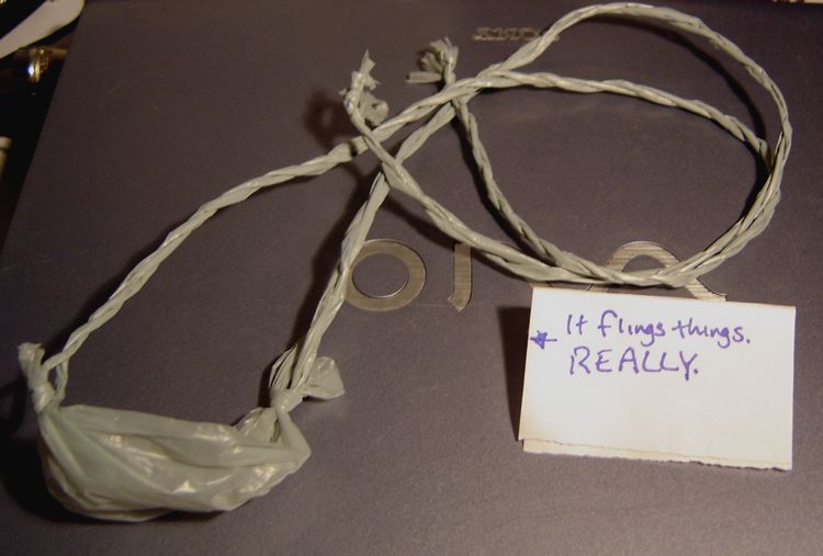 Make a sling (weapon) out of a grocery bag! (Plus two bonuses! "How not to use scissors" & "Replace bandaids with sports tape")