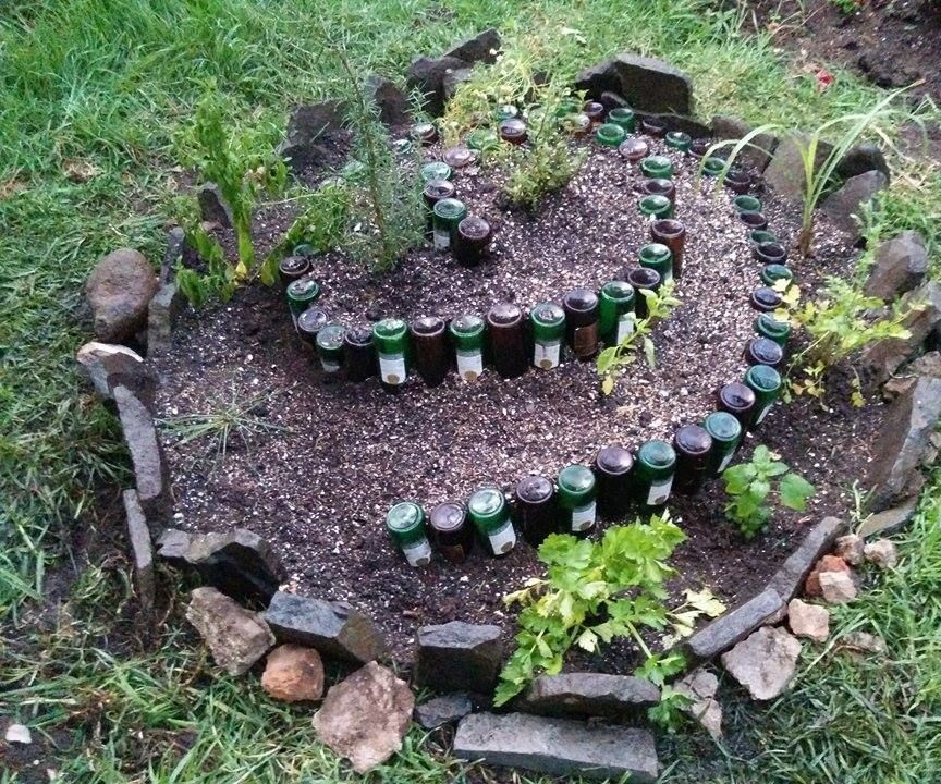 Spiral Garden with recycled bottles