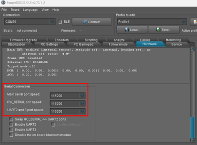BaseCam SimpleBGC GUI Setup (Before Gimbal Motors)