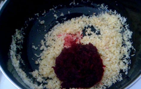 Add Grated Beetroot and Condensed Milk: