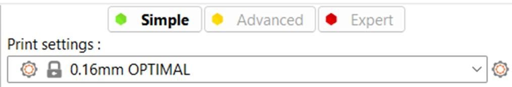 Set Print Setting to 0.16 Optimal