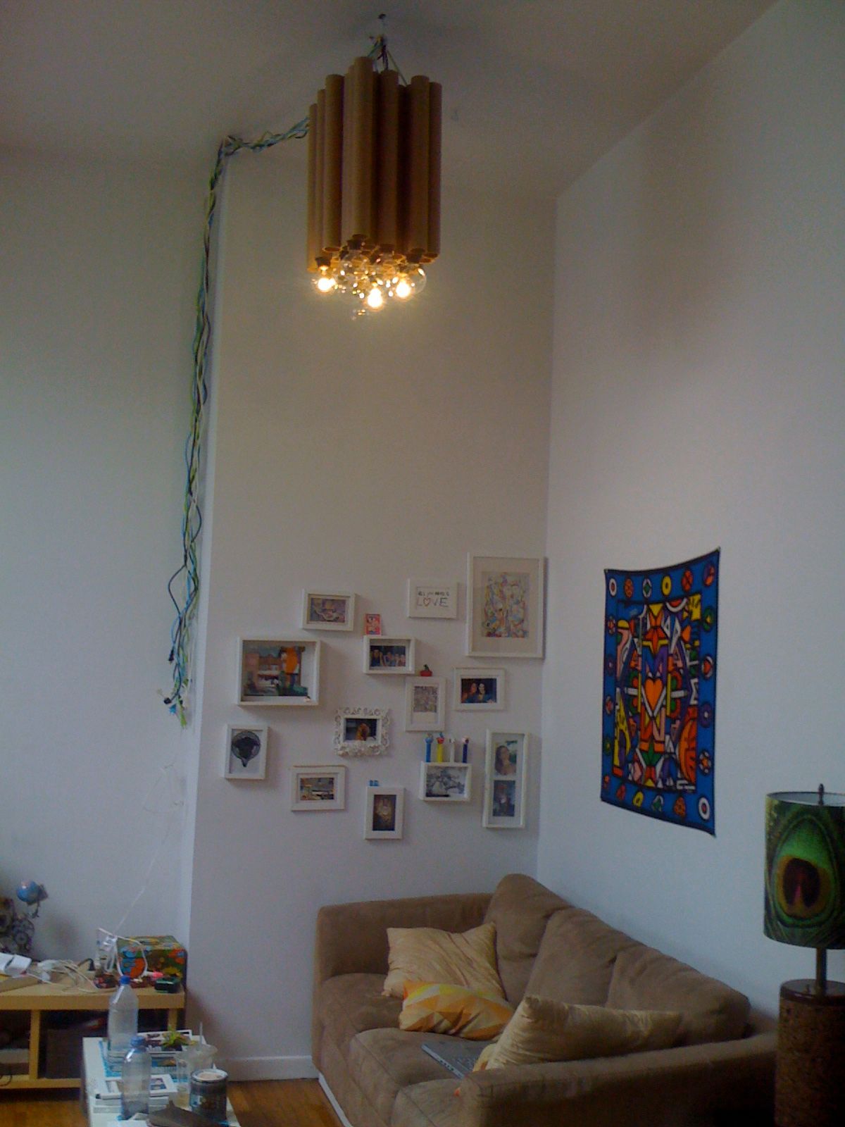 Reclaimed Cardboard Tube DIY Chandelier