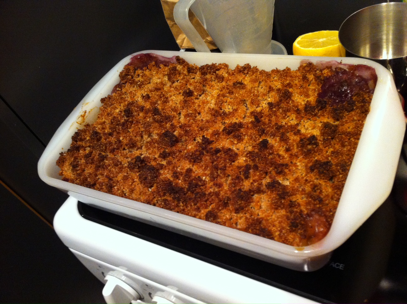 Gluten Free, (cane) Sugar Free, Dairy Free Yummiest Fruit Crumble