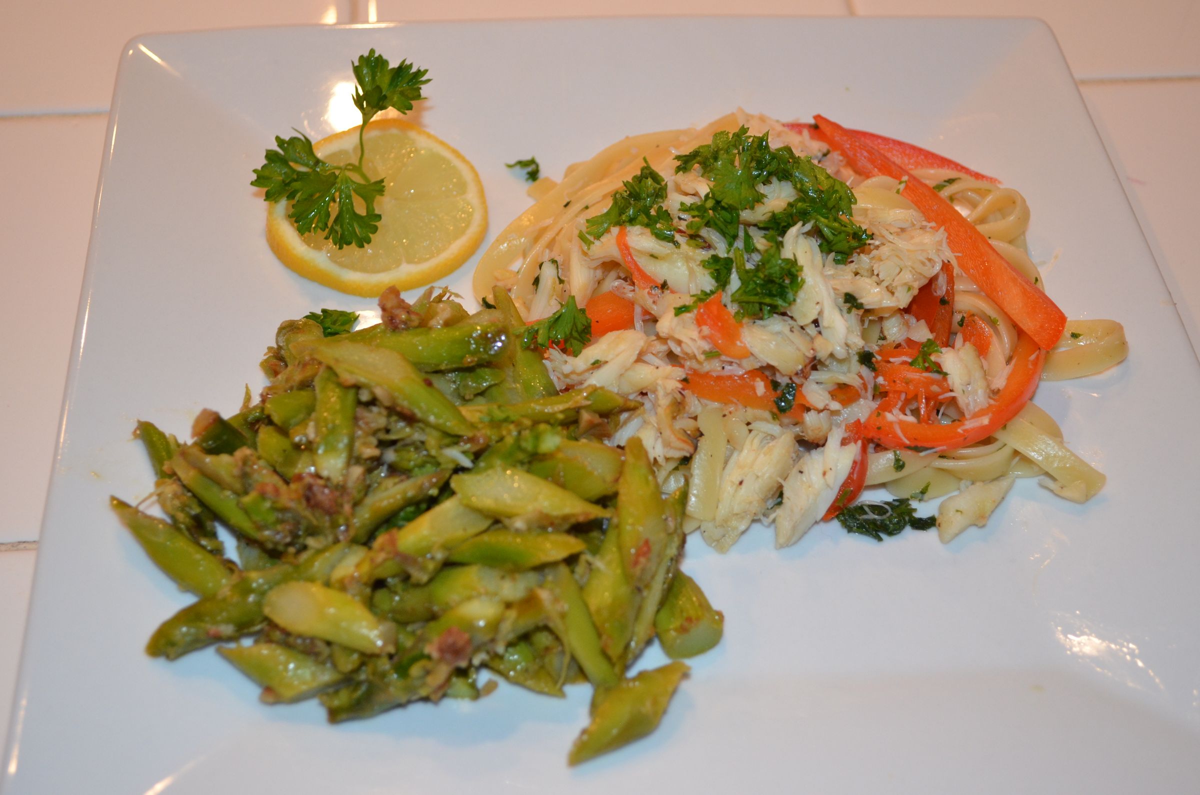 Fetuccini With Crab & Asparagus