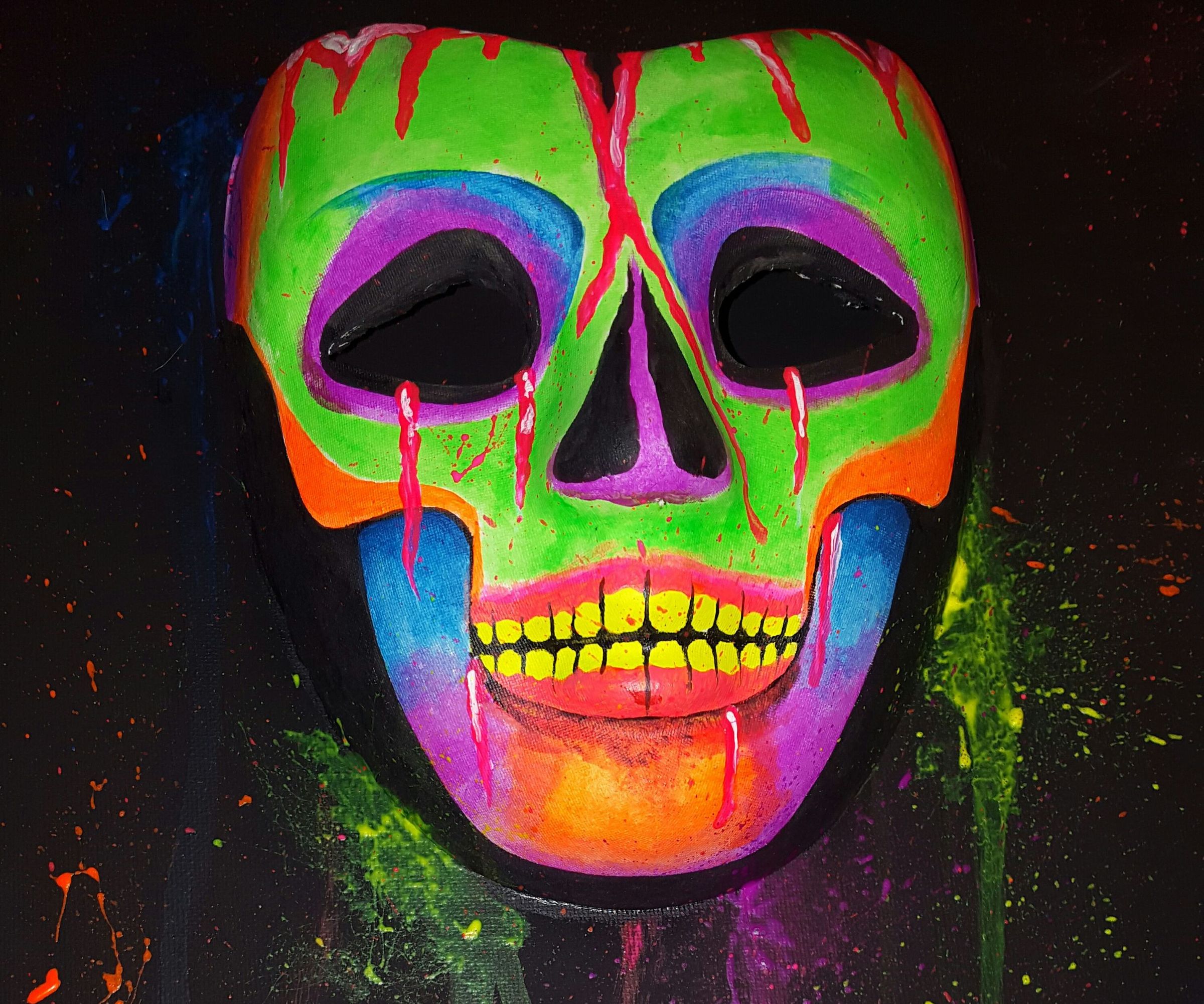 Pop Out Rainbow Skull Painting