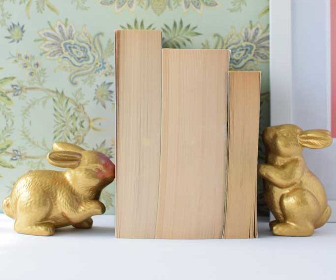 DIY Gold Bunny Bookends