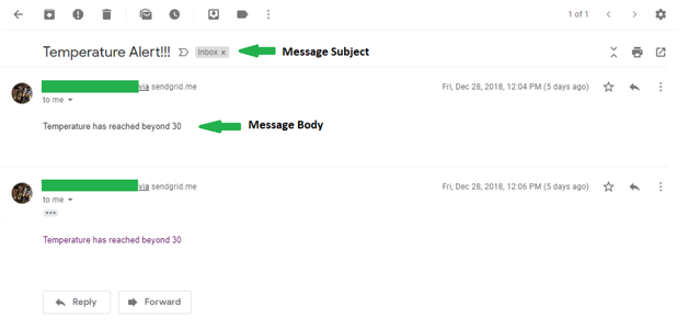 Azure Email Hosting for Wireless Temperature Sensor Using SendGrid