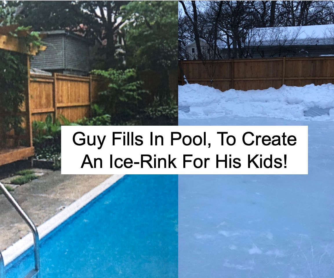 Guy Fills-In Pool With Dirt to Create an Ice Rink!
