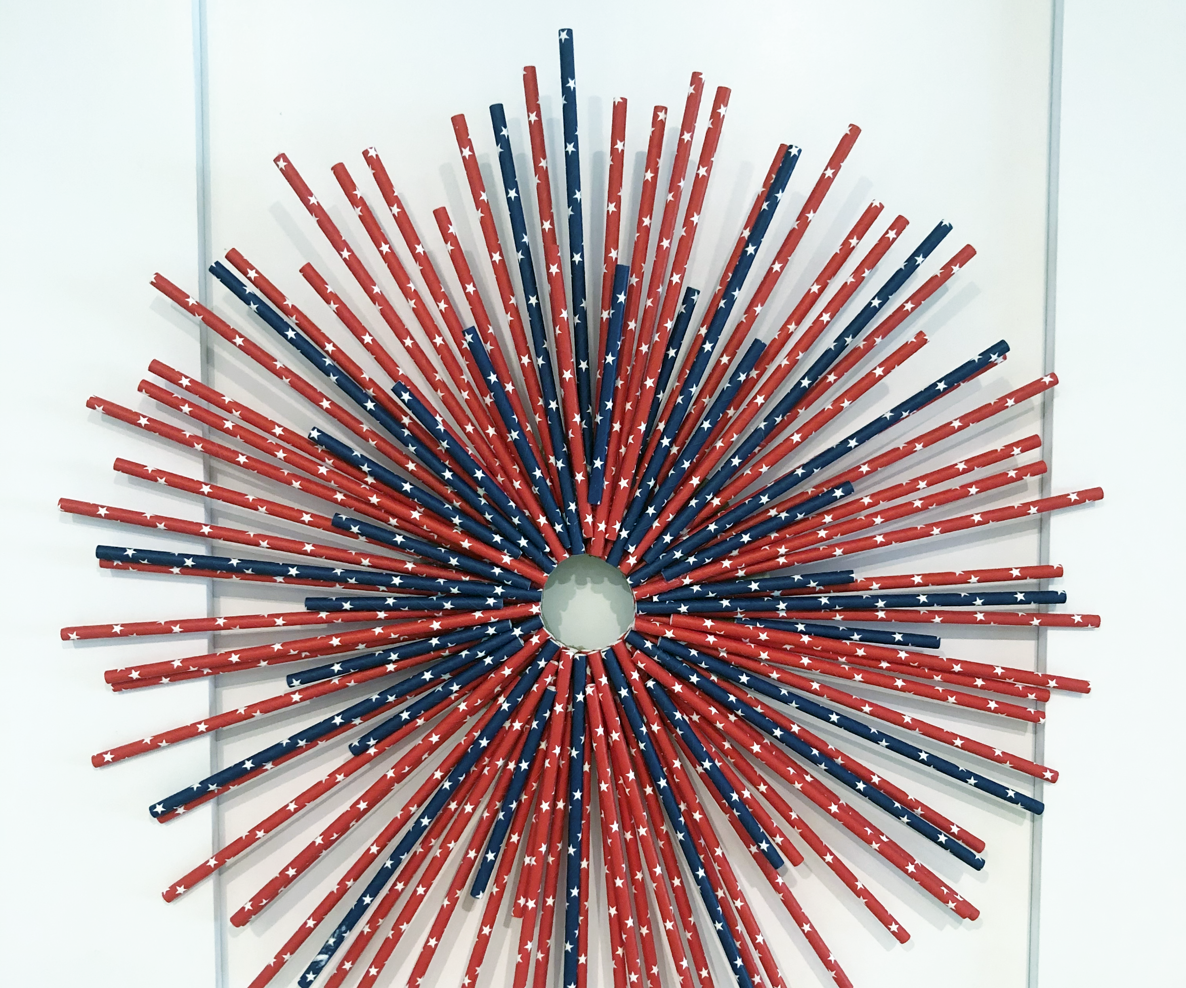 Red, White and Blue Paper Straw Wreath
