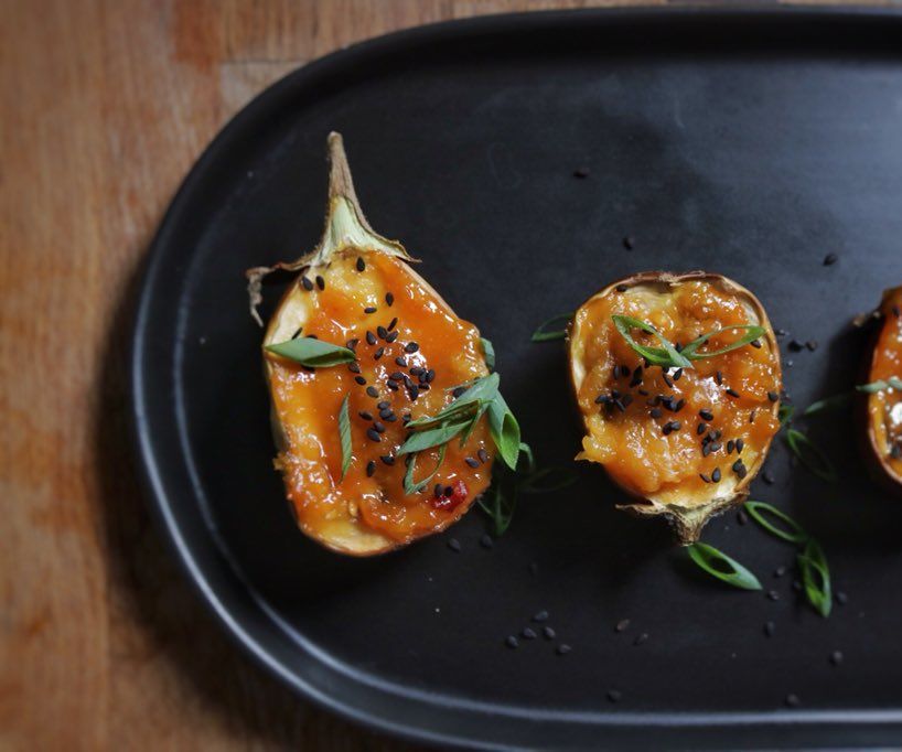 Miso Agave Glazed White Eggplant