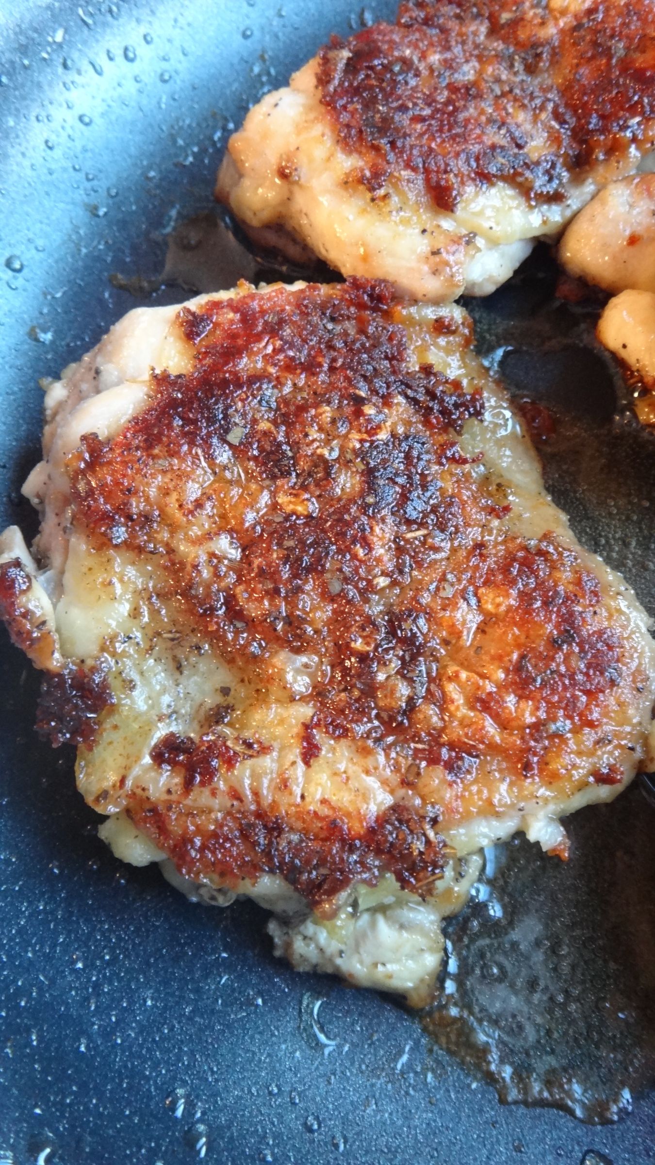 Thrifty meal - Pan fried chicken thighs