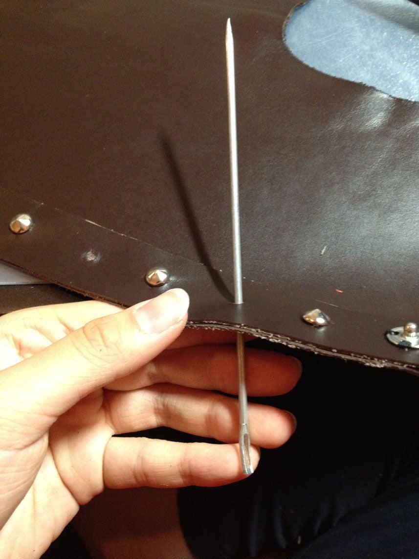 Poking Holes and Attaching Screws Through the Bottom Layer of Leather
