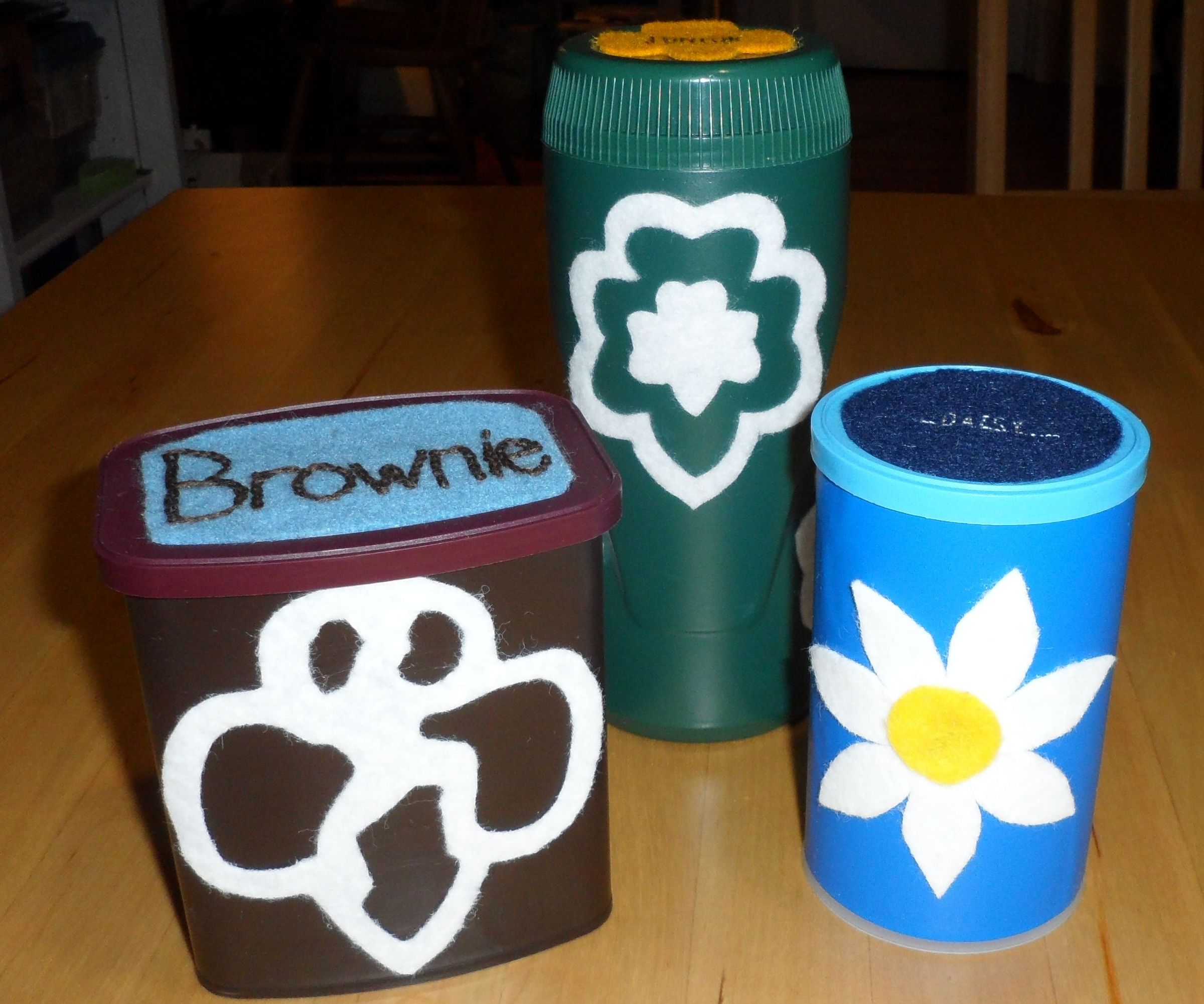 Daisy, Brownie, and Girl Scout Containers