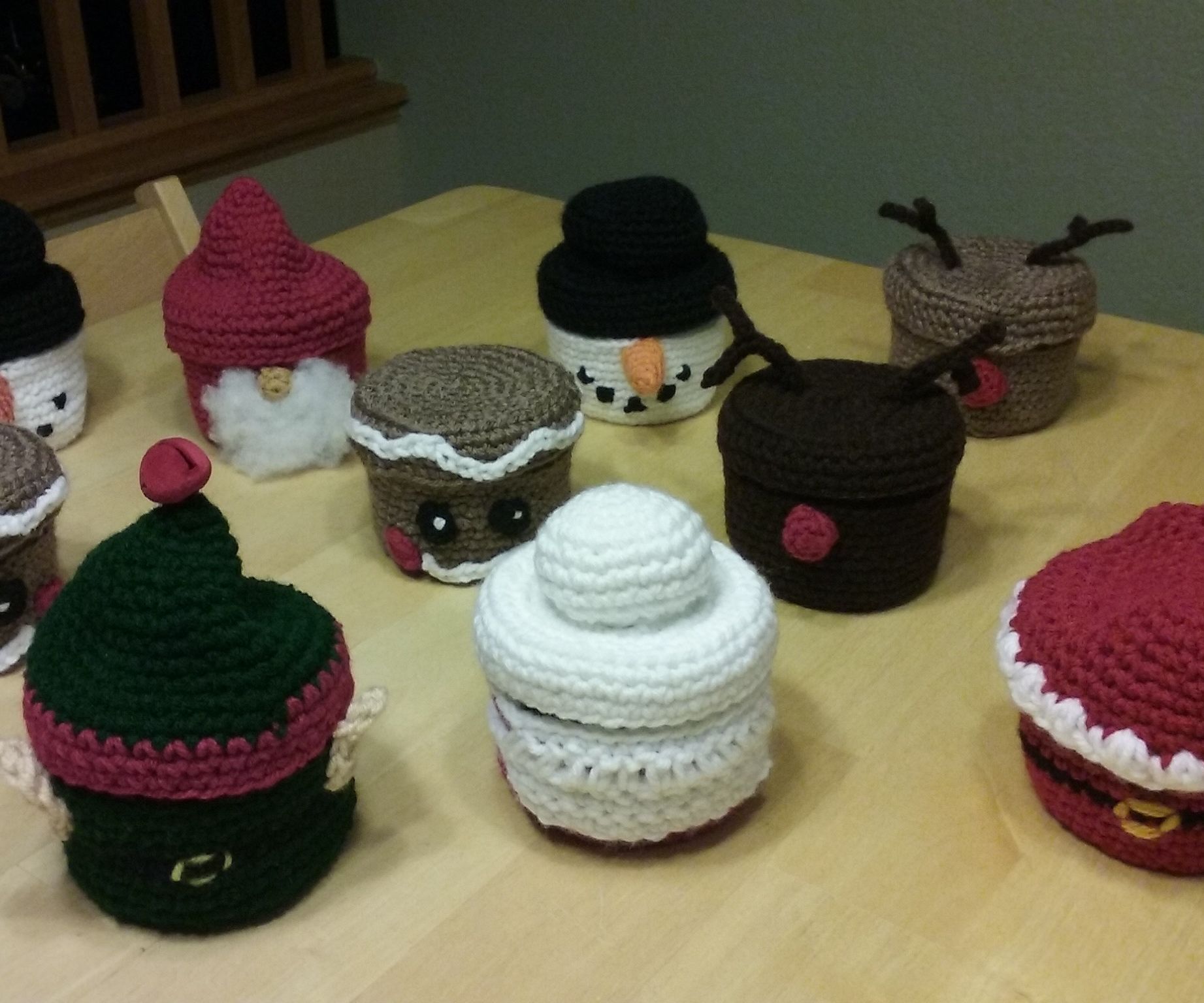 Crocheted Candy Jar Covers (Christmas Themed)