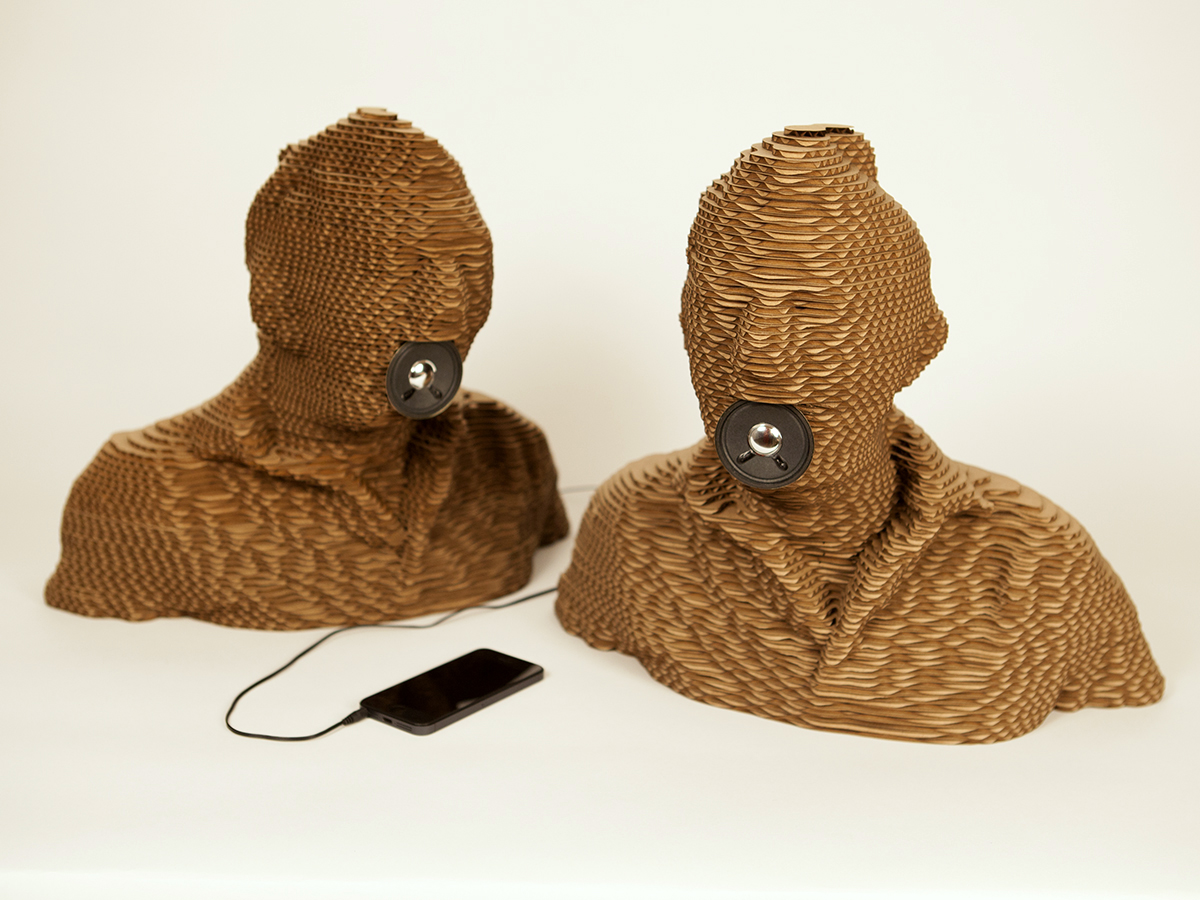 Turn Your Head Into Cardboard Speakers Using 123D Catch + MeshMixer + 123D Make + Laser Cutter!