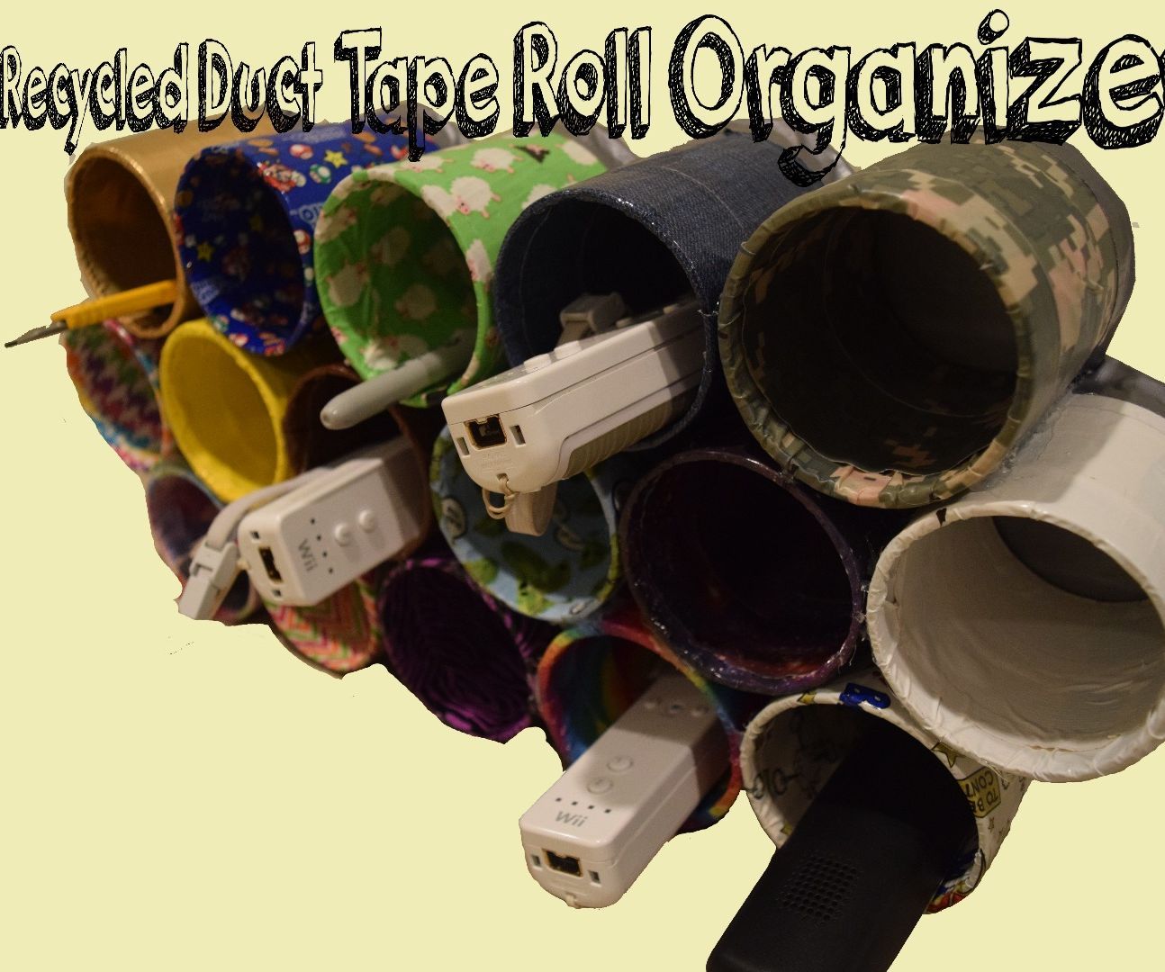 Recycled Duct Tape Roll Organizer